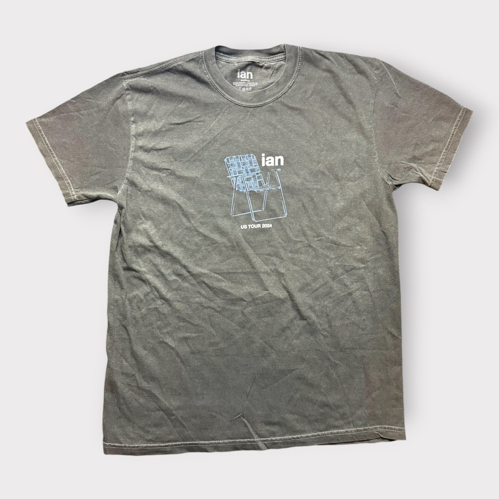 Ian US Tour 2024 Concert T-Shirt Charcoal Grey Mineral Wash Graphic Tee Medium